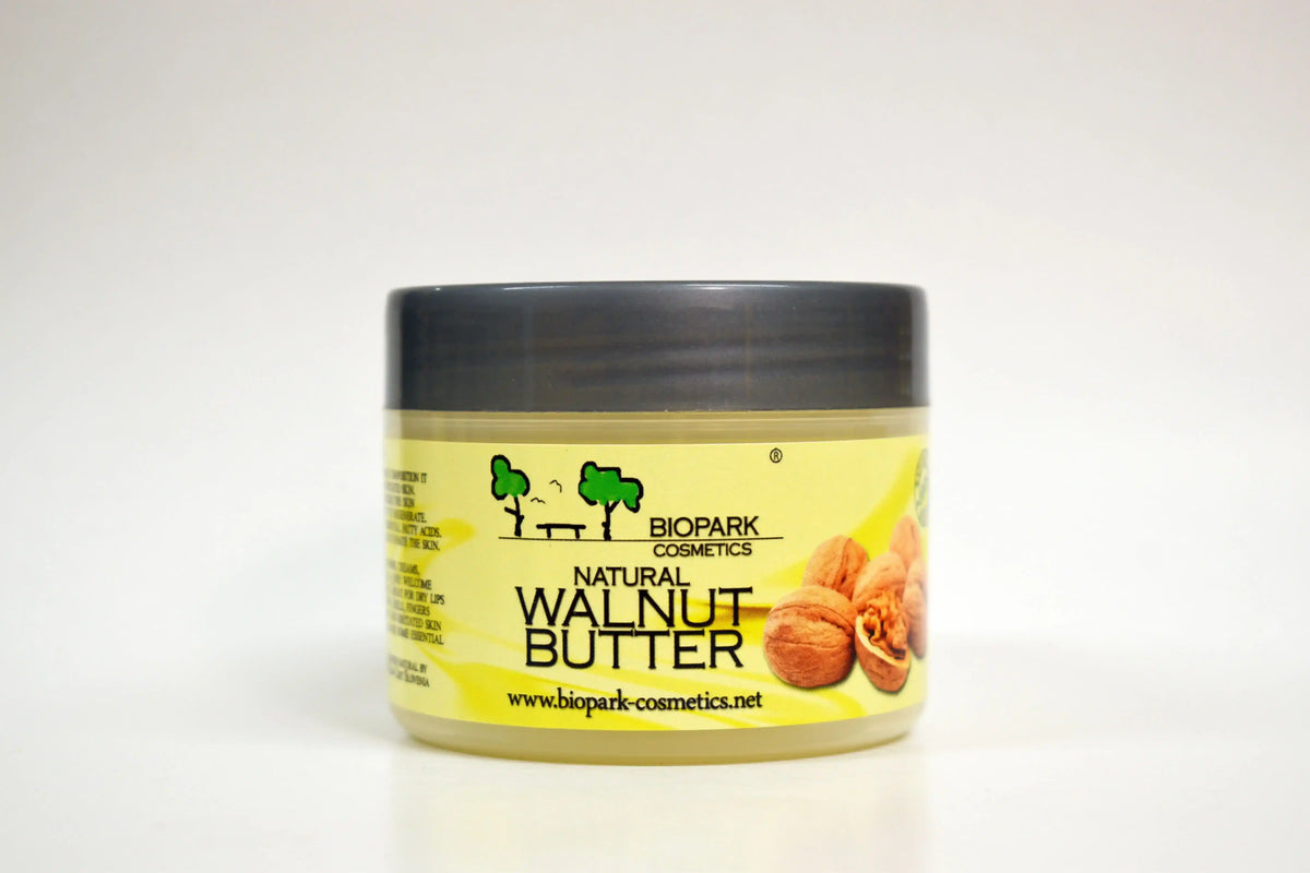 Jar of Biopark Cosmetics Natural Walnut Butter on a white background