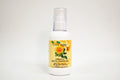 Bottle of organic safflower oil with a yellow label on a white background