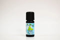 Bottle of basil essential oil on a white background
