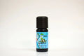Bottle of myrtle essential oil on a white background