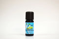Bottle of organic lemongrass essential oil on a white background