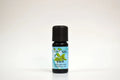 Bottle of Sage essential oil with a black cap on a white background