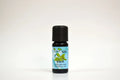 Bottle of Sage essential oil with a black cap on a white background