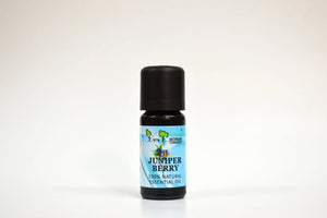 Bottle of Juniper Berry essential oil on a white background