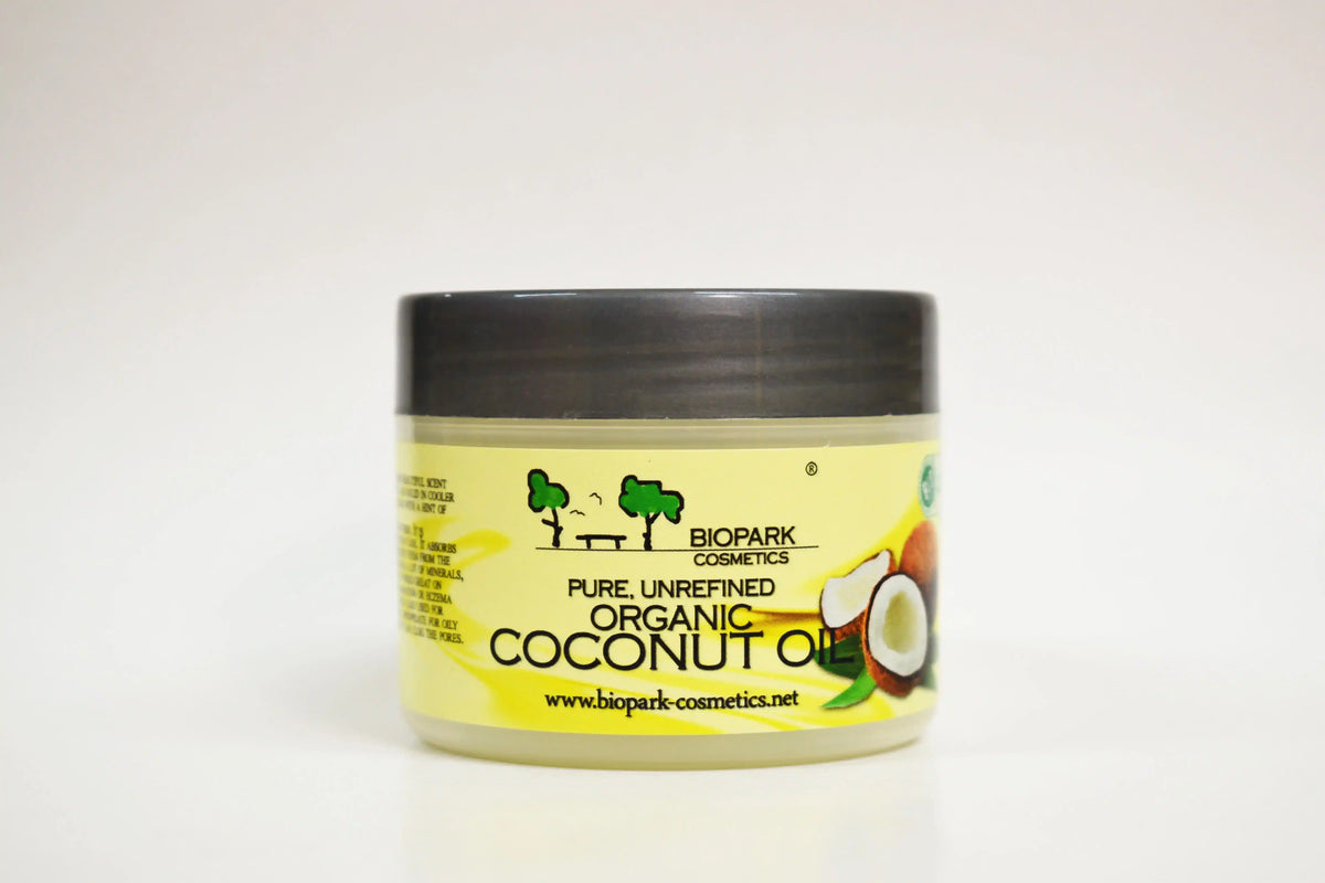 Jar of Biopark Cosmetics Organic Coconut Oil on a white background