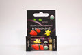 Yummie lip balm packaging with black background and colorful elements