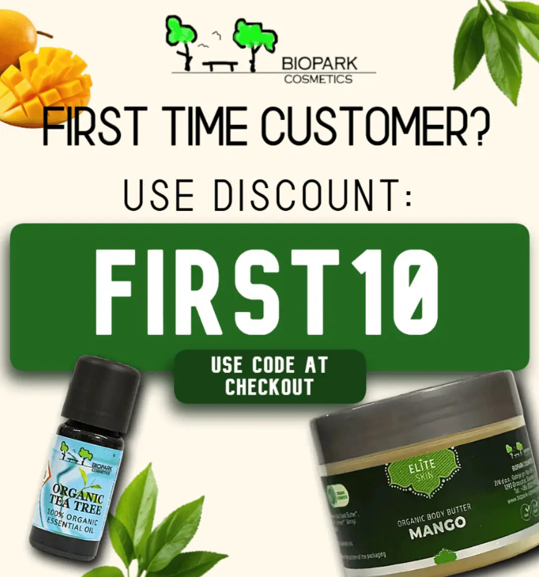 Banner for first time customers displaying a code for discount.