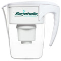 White water filter pitcher with 'Seychelle' branding on a white background